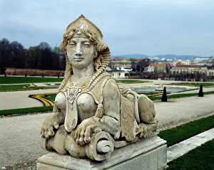 1717: Sphinx at gardens of Belvedere Palace. 18th century. Vienna