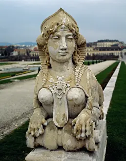 1717: Sphinx at gardens of Belvedere Palace. 18th century. Vienna