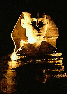 Scuplture: The Sphinx at Giza, Egypt, photographed