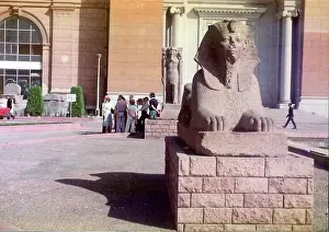 The British Caribbean History Collection: The Sphinx like statue in the grounds of the Egyptian Museum