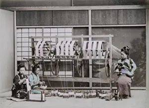 Threads: Spinning silk threads, Japan