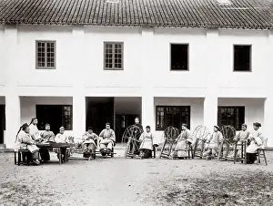 Baoding: Spinning thread, mission school, near Baoding, China, c.1900