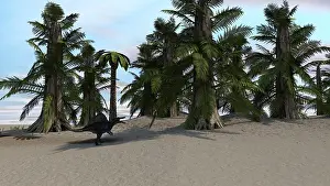 Tempskya: Spinosaurus walking in a desert environment