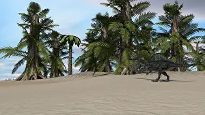 Tempskya: Spinosaurus walking in a desert environment