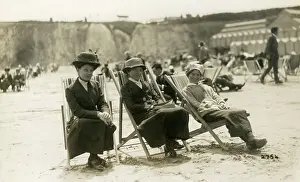 Spinsters: Three Spinsters soak up the rays on the beach at Broadstairs