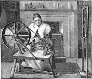 1685: Spitalfields silk worker winding silk in her cottage