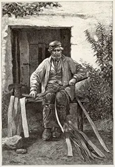 Splitting: Splitting wood for baskets