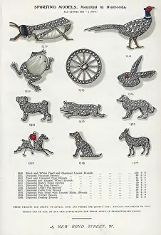 Streeter: Sporting brooches mounted in diamonds: pug