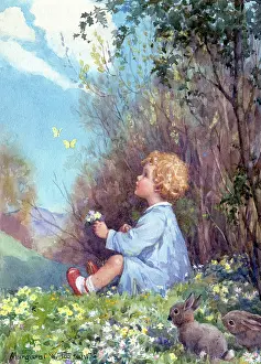 Bunnies: Spring Butterflies ? child and butterflies