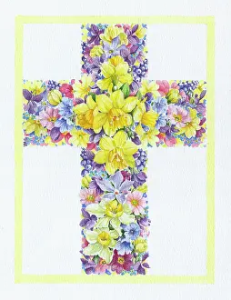 Bordewich: Spring Flower Cross - daffodils, narcissi, primroses ect