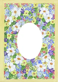 Norma: Spring flower design with plain oval in centre