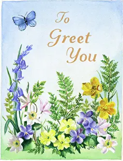 Ockenden: Spring flowers with blue butterfly