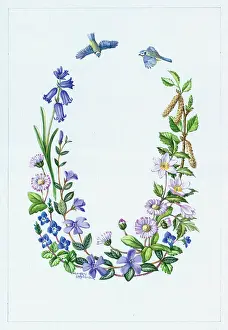 Bluebirds: Spring Flowers with Bluebirds