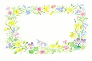 Violas: Spring flowers border