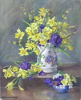 Spring flowers in a jug
