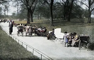 Nannies: A spring scene in Hyde Park - nannies with their children