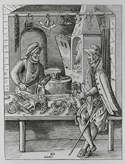 Lacroix: The spur maker The armourer, 16th century. Engraving