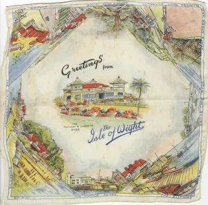 Hankie: Square souvenir handkerchief from the Isle of Wight
