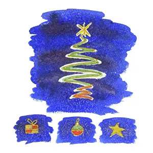 Mclaughlin: Squiggle Christmas tree, parcel, bauble & star