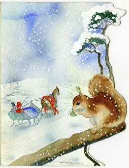 Schermele: Squirrel and sleigh in the snow