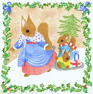 Fawcett: Squirrels with Christmas tree and presents