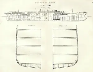 Austral: SS Austral passenger ship, cross section plan
