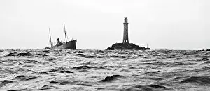 Longships: SS Blue Jacket on rocks, Longships Lighthouse off Lands End