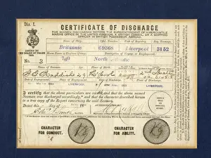 Ticehurst: SS Britannic, Certificate of Discharge, Seaman Raddish