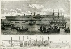 Sightseers: SS Great Eastern during launch 1858