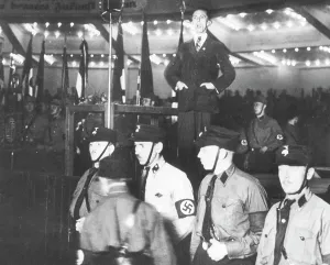 Bodyguard: SS-Leibgarde during a speech of Goebbels, 1929