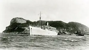 Sara Haggerty: SS Orion in front of the Rock of Gibraltar