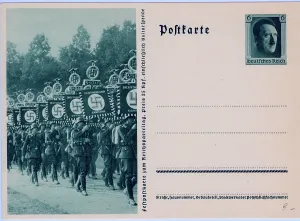 Percentage: SS Propaganda - uniformed marching SS soldiers with flags