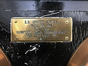 Treen: SS United States - circular gauges from engine room, plaque