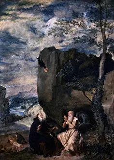 Velasquez: St Anthony and St Paul in the desert being fed