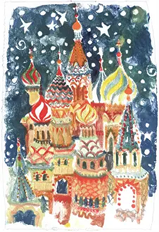Starry: St Basil's Cathedral in Moscow at night