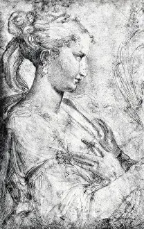 Parmigianino: St. Catherine. Drawing by Parmigianino