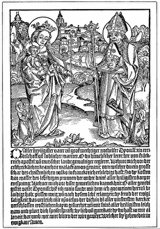 Mitre: St Dionysius (Denis) praying to the Virgin and