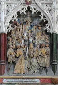 Firmin: St Firmin preaching, choir screen, Amiens Cathedral