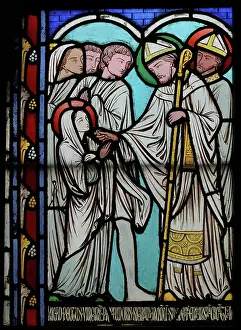 Steinheil: St Genevieve stained glass window, Cloister, Cathedrale