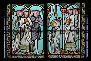 Archdeacon: St Genevieve stained glass window, Cloister, Cathedrale