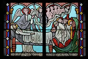 Gerente: St Genevieve stained glass window, Cloister, Cathedrale