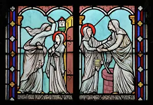 Gerente: St Genevieve stained glass window, Cloister, Cathedrale