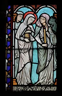 Gerente: St Genevieve stained glass window, Cloister, Cathedrale