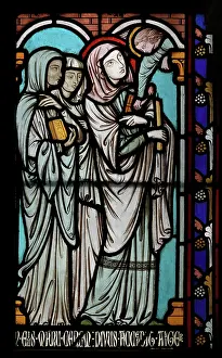 Gerente: St Genevieve stained glass window, Cloister, Cathedrale