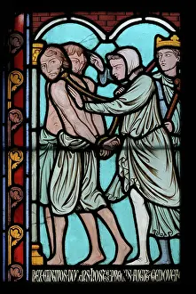 Gerente: St Genevieve stained glass window, Cloister, Cathedrale