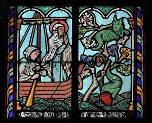 Gerente: St Genevieve stained glass window, Cloister, Cathedrale