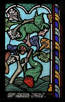 Gerente: St Genevieve stained glass window, Cloister, Cathedrale