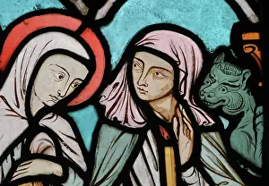 Gerente: St Genevieve stained glass window, Cloister, Cathedrale