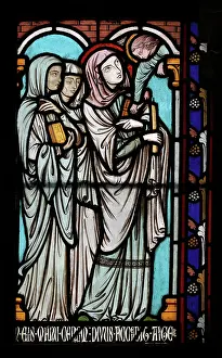 Gerente: St Genevieve stained glass window, Cloister, Cathedrale