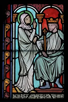 Gerente: St Genevieve stained glass window, Cloister, Cathedrale